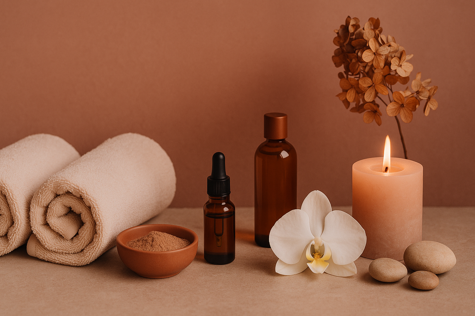 Planta e velas aromáticas