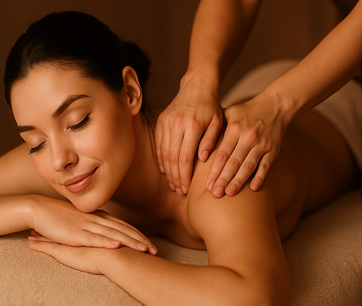 Mulher recebendo massagem relaxante